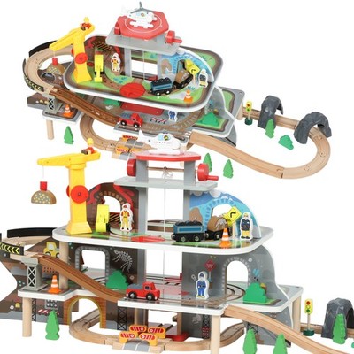 AIYAPLAY Holzeisenbahn-Set, 79-teiliges Zug Gleis Mine Thema für 3+ Jahre