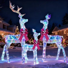 3-Piece Large Lighted Christmas Deer Family Set 5FT Reindeer Christmas