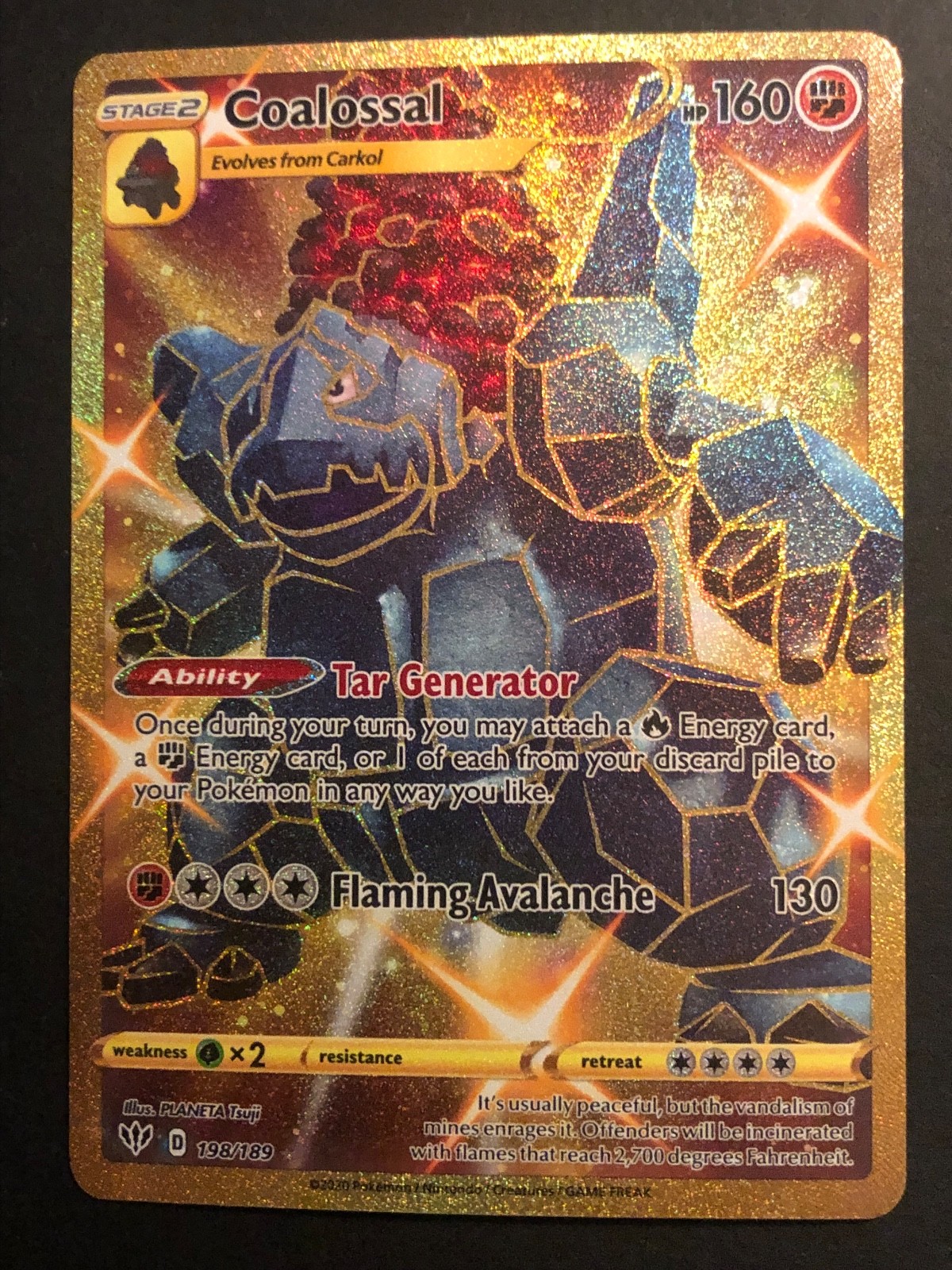 Coalossal - 198/189 - Pokemon Darkness Ablaze Sword & Shield Secret Rare Card NM