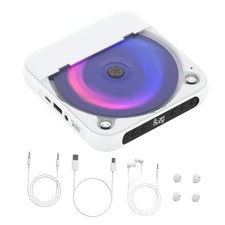 CD Player for Car, External Portable Car CD Players with AUX Cable/BT White