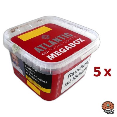 ATLANTIC Red Tabak / Volumentabak / Stopftabak / Zigarettentabak Megabox 5x 150g