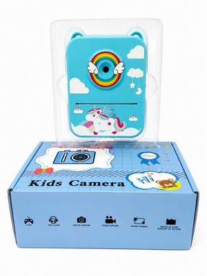 Kids Digital Camera Unicorn Rainbow Blue HD Photo Video Camera w/ Accessories