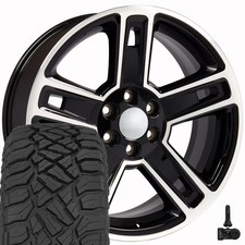 Oe Wheels Cv74b 22x9 Black Wheels 28545r22 Rt Tires Tpms Set 6x139.7 24et