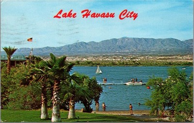 Lake Havasu City AZ Postcard 1970 Palm Springs Postmark Arizona Chrome