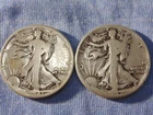 Lot Of 2-  LIBERTY WALKING SILVER HALF DOLLAR  1941p - 1942p - 90% SILVER AS16