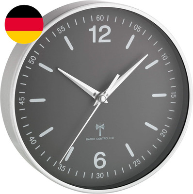 TFA Dostmann Funk-Wanduhr Mit Aluminium-Rahmen, Küchenuhr, 60.3503.10, Grau