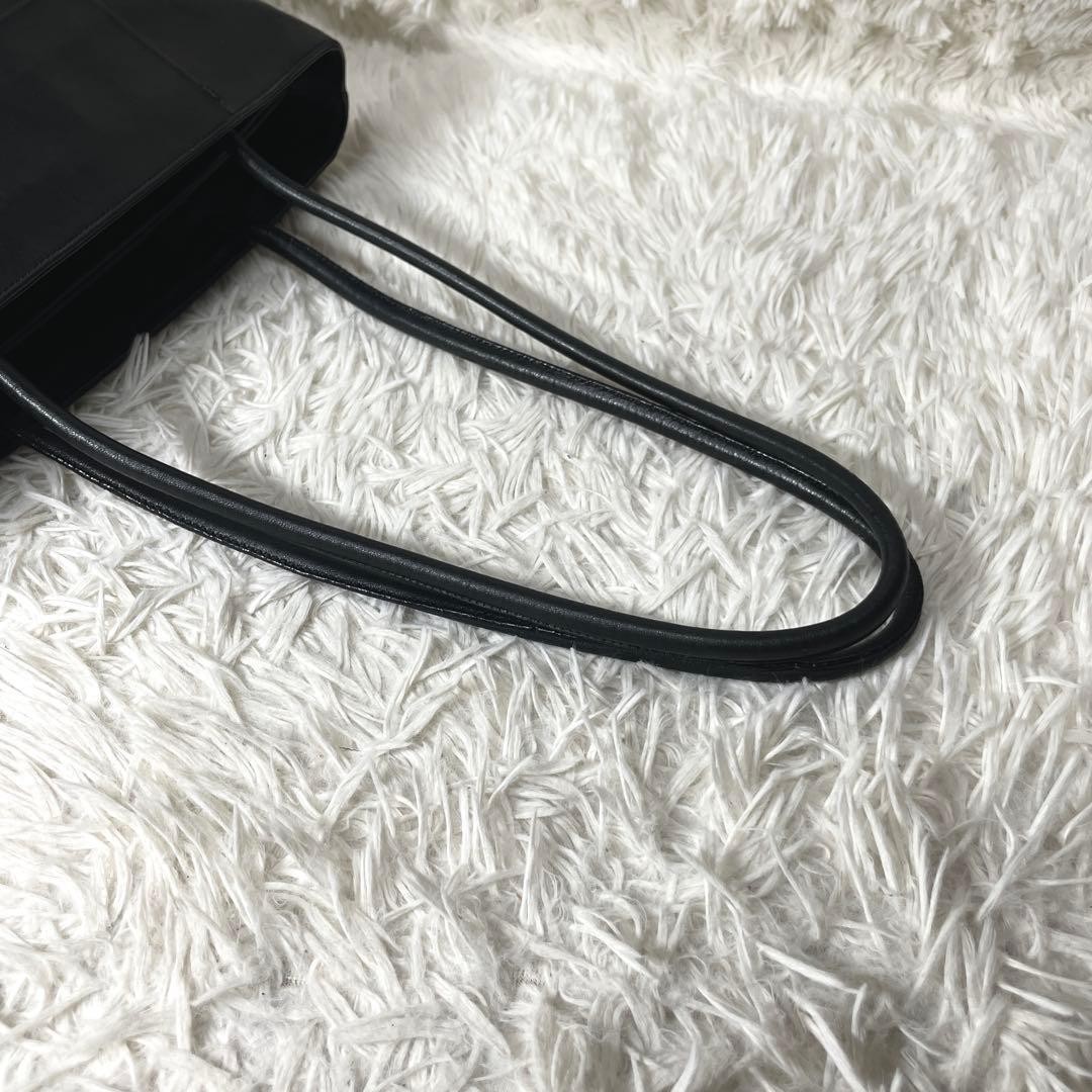 PRADA All Leather Tote Bag Black Quilted Logo Engraved Handbag USED from JP #SE thumbnail 8