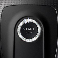 Car Butterfly Bling Ring Emblem, Crystal Rhinestone Auto Key Ignition Knob Ring,