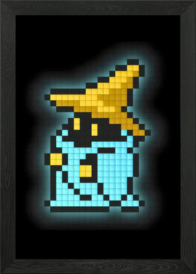 Pixel Art Schwarzmagier Figur gerahmtes Wandbild Poster Leinwanddruck Bild
