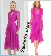 NWT BCBG MAXAZRIA SIZE 4 MAGENTA LACE CUTOUT ASYMMETRIC HEM DRESS MRP 328