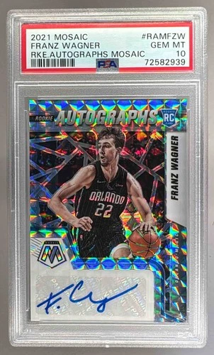 72582939 Franz Wagner 2021 Panini Mosaic Silver Mosaic Rookie Auto RC PSA 10