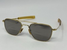 AO American Optical Vintage Gold 5 1/2 Aviator Military Sunglasses Trifocal