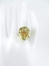 Huge Pale Yellow Citrine Gemstone Sterling Silver Ring Sz 7 Approx. 16 CTW