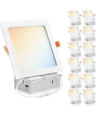 PARMIDA (12 Pack) 6 Inch Square 5CCT Ultra Thin LED Recessed Lighting with Ju...