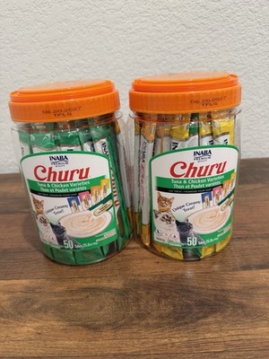 2 Pack Inaba Churu Unique Creamy Cat Treats Tuna & Chicken Soft Snack 50 Tubes