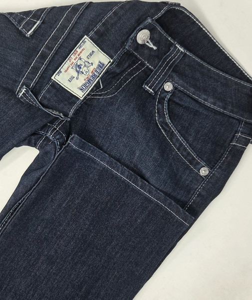 True Religion Jean Boot Cut Horseshoe Pockets Women's 28 Dark Wash 30" Inseam