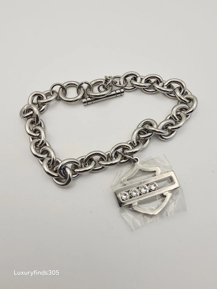 Pulsera DAVIDSON 99418-14VW Mujer Barra Bling Rodante y Escudo Pulsera NUEVA Foto 2 de 4