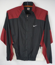 VTG Retro Nike Maroon Black White Windbreaker Soft-Shell Big Swoosh Vented XL