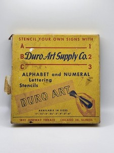 Vintage Duro Art Supply Co Alphabet Numeral Lettering Stencils 1 1/2 Inch Set