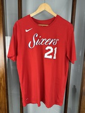 Nike Dri Fit Philadelphia 76ers Sixers Jersey T Shirt Joel Embiid Red #21 XL