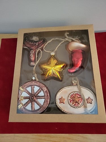 RED SHED Western Glas Ornamente Sattel Chili Pepper Stern Wagenrad Neu in OVP