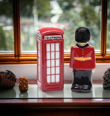 London, England: The Queen's Guard And Red Telephone Booth Salt & Pepper Shakers