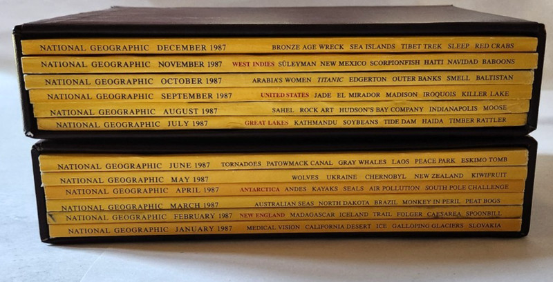 1987 Vintage National Geographic Magazine - 12 Monthly Issues WITH SLIP COVERS