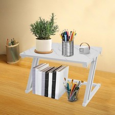 Microwave Oven Shelf 2-Tier Kitchen Counter Organizer Shelf Stand with 6 Hooks