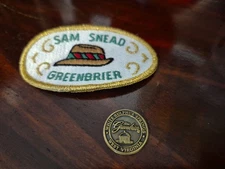 Vintage Greenbrier Resort Hotel WV Golf 1"  Ballmark & Sam Snead Fadora Patch