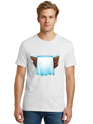 Waterfall-4 Mens Graphic Tee, 100% Cotton, Casual Summer Wear