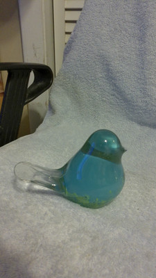 Decorative Glass Blown Aqua, Clear, Green Bird Figurine 6'' X 4.5'' New No Tag/Box