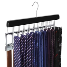 20 Hooks 2 in 1 Belt Tie Hanger for Closet Max 30 Belts with 30 Ties Capacity, B
