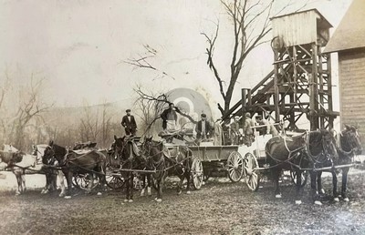 Welles Mill Pond at Wyalusin PA Hauling Ice RPPC Photo Postcard COPY