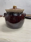 Vintage Hull Pottery Brown Drip Bean Pot Crock With Lid Oven Proof USA 2Qt