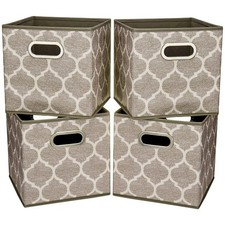i BKGOO Cloth Storage Bins Set of 4 Thick Fabric Drawers Foldable Cubes Baske...