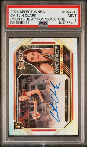 2024 Panini Select WNBA Caitlin Clark Courtside Action Signatures PSA 9 RC Auto
