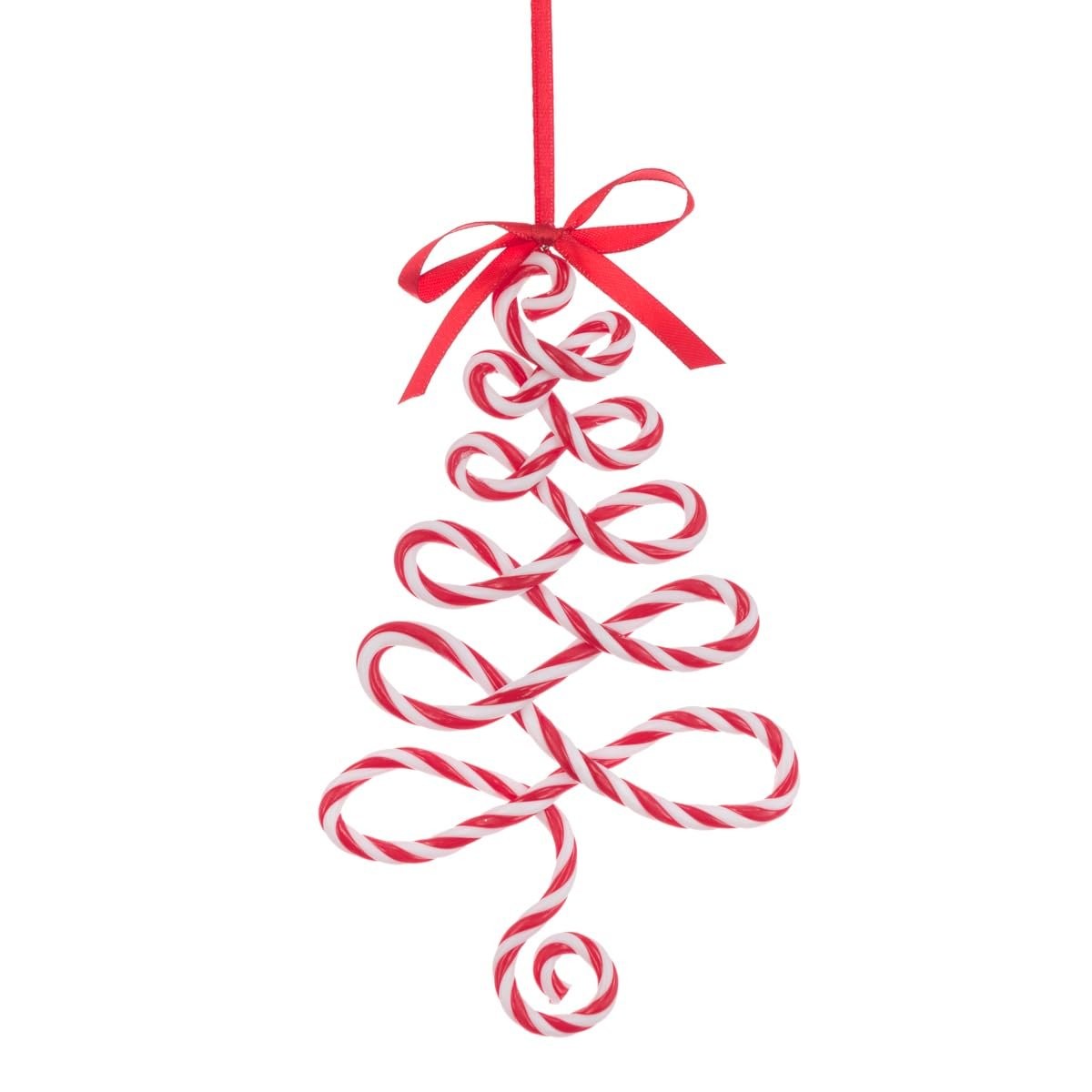 Candy Cane Christmas Tree Ornament - Red & White Spiral Striped Hanging...