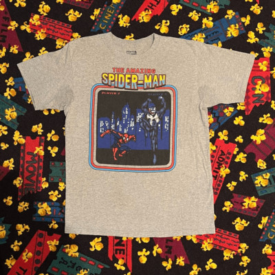The Amazing Spider-Man vs. Venom Digital Pixel Grey Graphic Tee Shirt / Size M