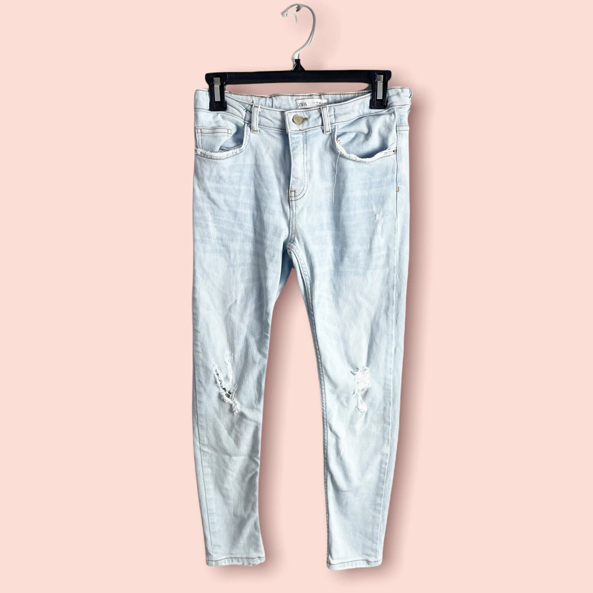 Zara Kids Girls Skinny Jeans Ripped Distressed Destroyed Light Wash Size 13 14
