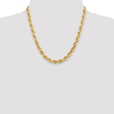 14K Gelbgold Solide Herren 3.5mm Diamantschliff Seil-Kette Hummer