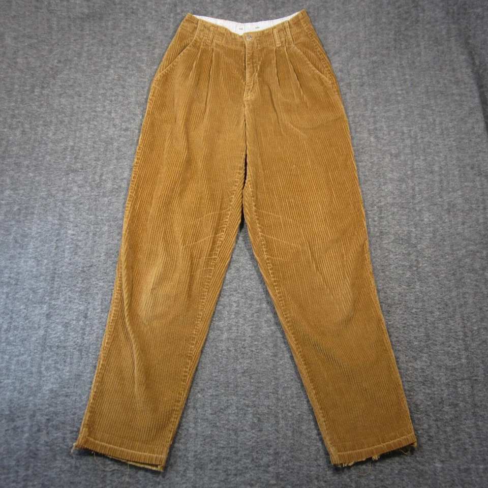 Винтажные плиссированные вельветовые брюки Dockers размер 6 желтовато-коричневые с высокой талией сужающиеся ретро гранж 90-х - Изображение 2 из 4