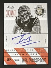 2013 Panini Prestige Tyler Eifert #5 NFL Passport Signatures RC Rookie Auto :st1