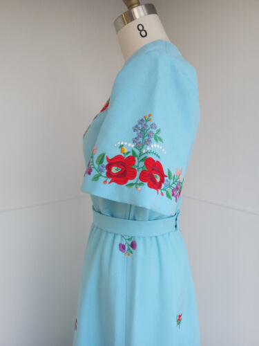 Vintage 1980er Jahre ungarisch bestickt Kalocsa Abendkleid Kleid Volk böhmisch schick S M - Bild 11 von 19