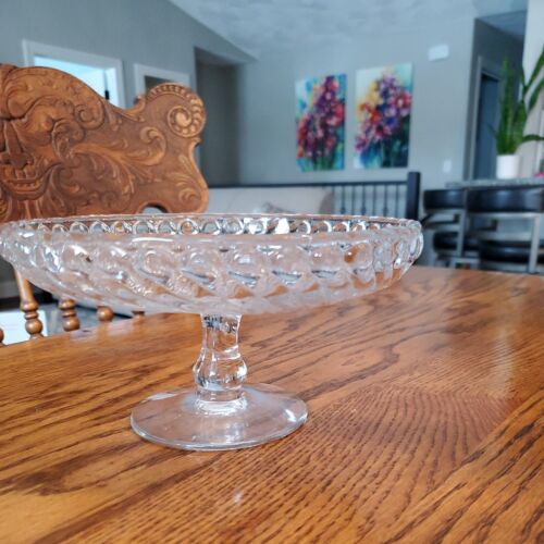 Schöne elegante Glas Fostoria Kolonie 7 3/4" runde Standfuß Display Tablett mit Lippe - Bild 2 von 5