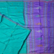 Namaste Vintage Teal Sarees 100 Pure Silk Woven Indian Sari 5YD Craft Fabric