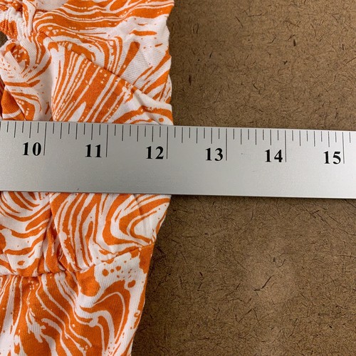 Missguided Women's Size 2 Petite Orange White Printed Puff Sleeve Midaxi Dress - Picture 6 of 9