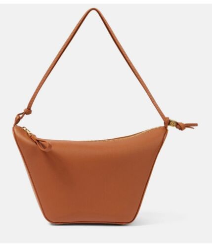 LOEWE Hammock solid brown leather hobo shoulder bag authentic Made in Spain
