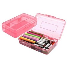 Pencil Box, Large Capacity Clear Pencil Case, 1 Pack Hard Pencil clear pink