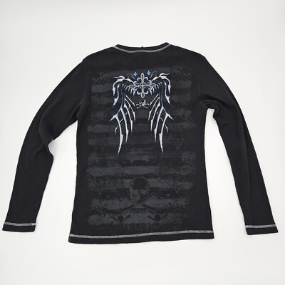 affliction スカル サーマル カットソー 長袖 y2k 00s 黒 M Affliction