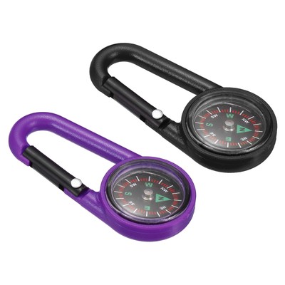 2 in 1 Set Tasche Kompass Schlüsselanhänger Mini Gürtelclip Notfall Werkzeug schwarz lila